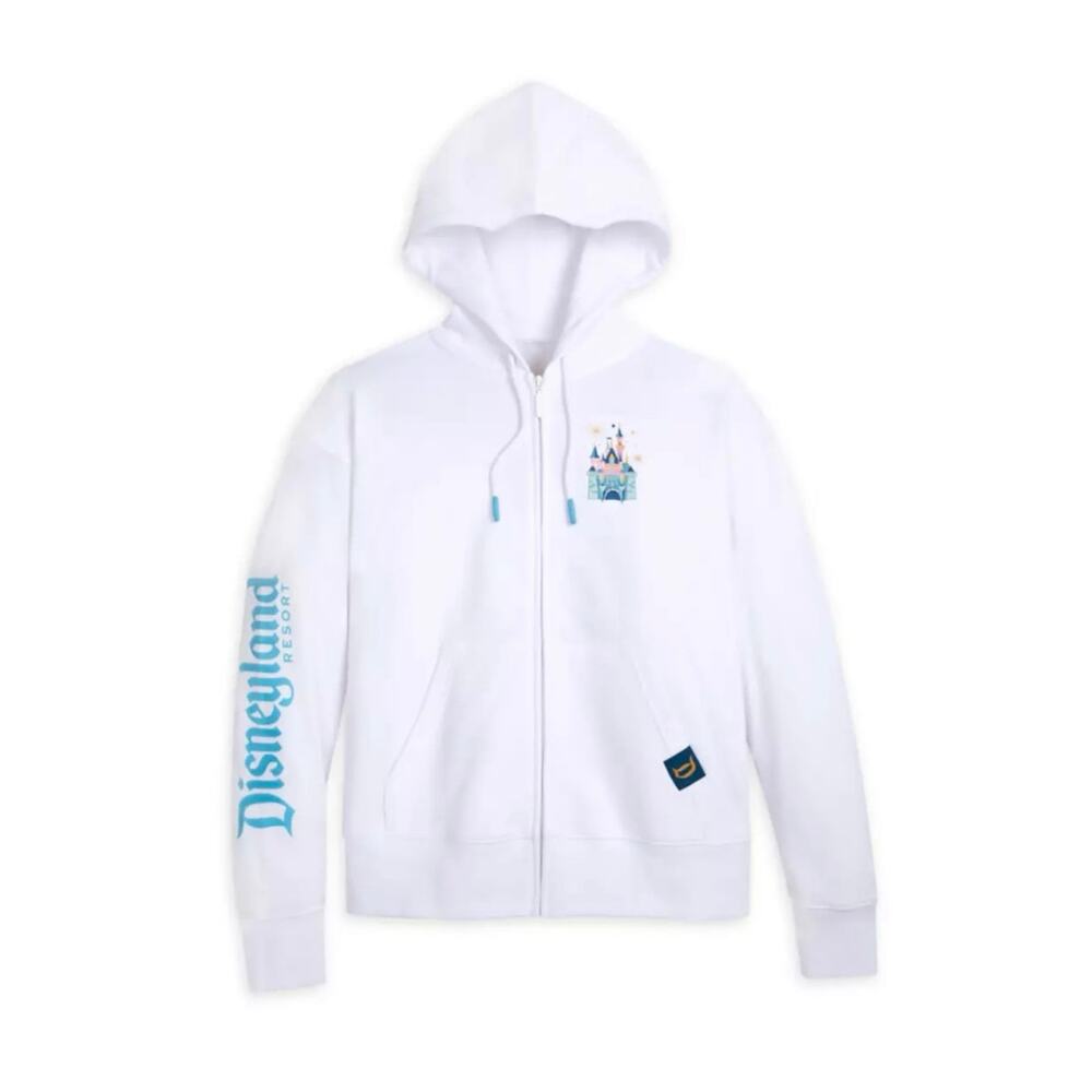 Disneyland White Zip Up Sleeping Beauty Castle Hoodie Jacket Women M Medium NEW